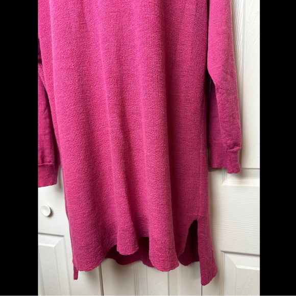 EILEEN FISHER 100% Wool Tunic Top Sweater Pink Magenta Purple Fuchsia Knit Hi/Lo - Picture 4 of 9